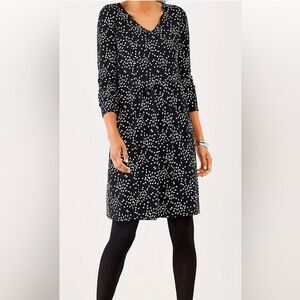 J.Jill Wearever wrinkle resistant black & white print longsleeve dress, Small